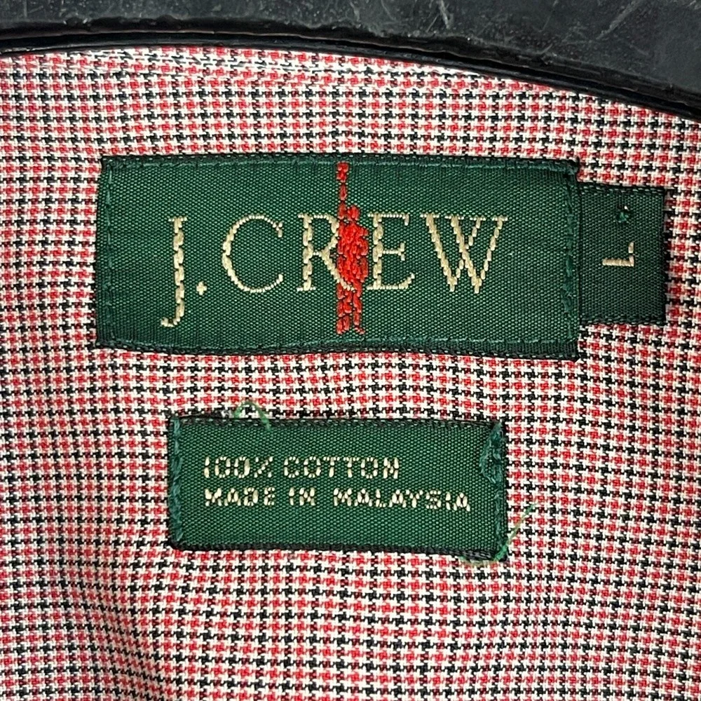 VTG 90s J Crew Oarsman Mens‎ L Cotton Long Sleeve Button Down Red Check *Read